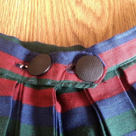 Vintage Pleated Skirt 50s 60s XS 25" Waist Red Green Blue Rockabilly Handmade - Picture 12 of 15